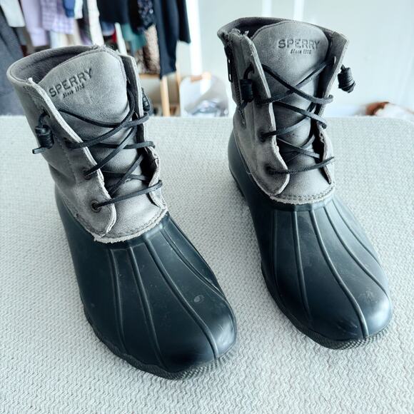 Sperry Grey + Black Saltwater Duck Boots Size 9 Snow Boots Outdoor Winter - Picture 7 of 7